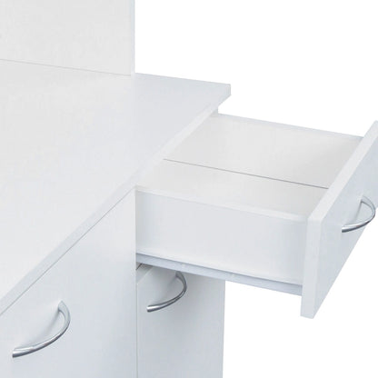 White 71 Tall Kitchen Pantry Buffet Cabinet with 6-Doors, 1-Open Shelves and 1-Drawer - 39.37W x 15.35 D x70.87H