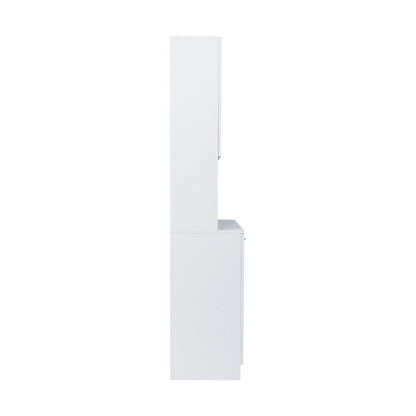 White 71 Tall Kitchen Pantry Buffet Cabinet with 6-Doors, 1-Open Shelves and 1-Drawer - 39.37W x 15.35 D x70.87H
