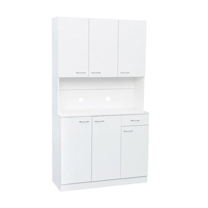 White 71 Tall Kitchen Pantry Buffet Cabinet with 6-Doors, 1-Open Shelves and 1-Drawer - 39.37W x 15.35 D x70.87H