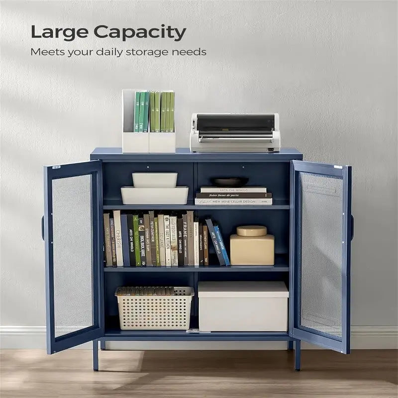 Metal Storage Cabinet with Mesh Doors - 15.7D x 31.5W x 41.3H