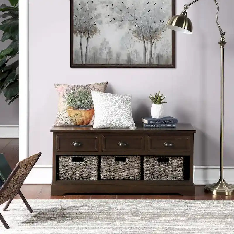 homes collection wood storage bench