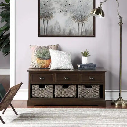 homes collection wood storage bench
