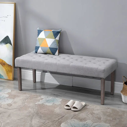 HOMCOM SimpleTufted Upholstered Ottoman Accent Bench with Soft Comfortable Cushion & Fashionable Modern Design