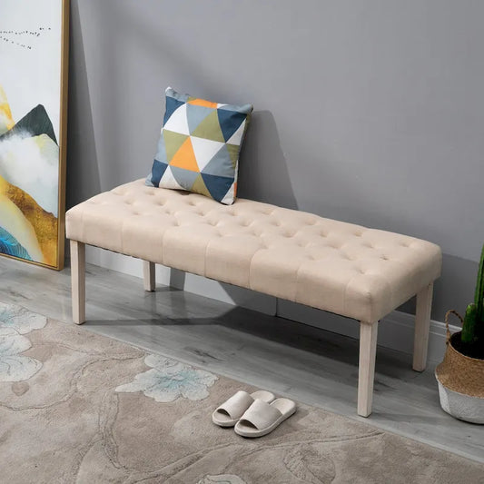 HOMCOM SimpleTufted Upholstered Ottoman Accent Bench with Soft Comfortable Cushion & Fashionable Modern Design