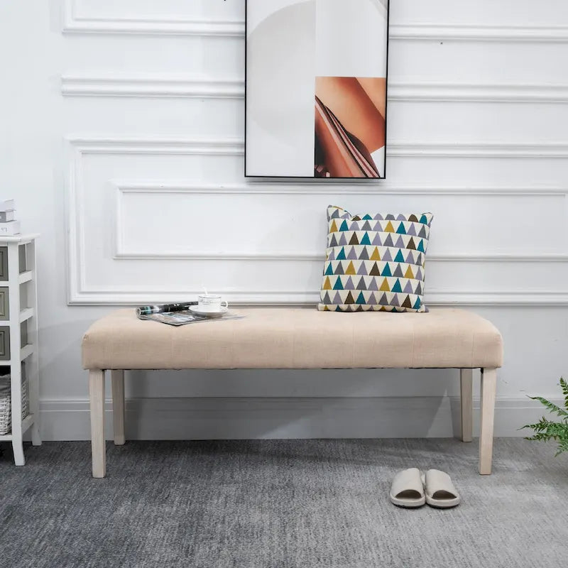 HOMCOM SimpleTufted Upholstered Ottoman Accent Bench with Soft Comfortable Cushion & Fashionable Modern Design