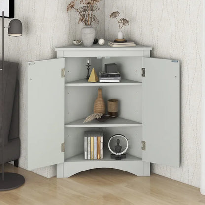 Grey Triangle Bathroom Storage Cabinet with Adjustable Shelves