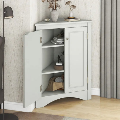Grey Triangle Bathroom Storage Cabinet with Adjustable Shelves