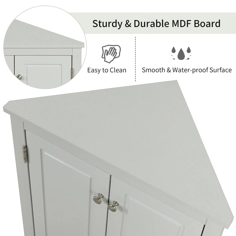 Grey Triangle Bathroom Storage Cabinet with Adjustable Shelves