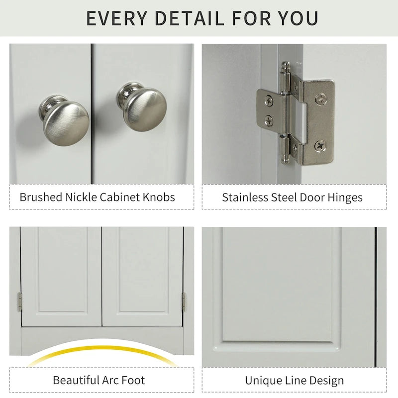 Grey Triangle Bathroom Storage Cabinet with Adjustable Shelves