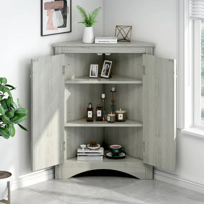 Grey Triangle Bathroom Storage Cabinet with Adjustable Shelves