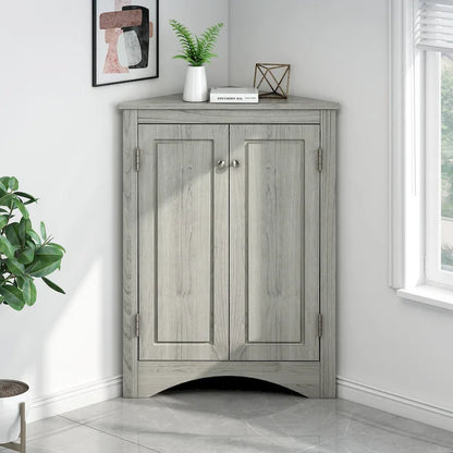 Grey Triangle Bathroom Storage Cabinet with Adjustable Shelves