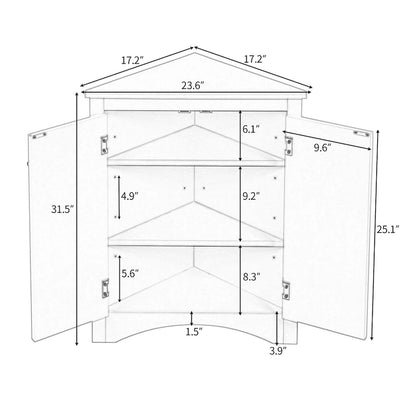 Grey Triangle Bathroom Storage Cabinet with Adjustable Shelves