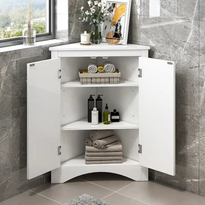 Grey Triangle Bathroom Storage Cabinet with Adjustable Shelves