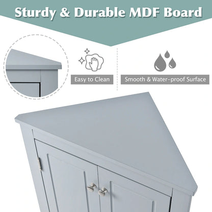 Grey Triangle Bathroom Storage Cabinet with Adjustable Shelves