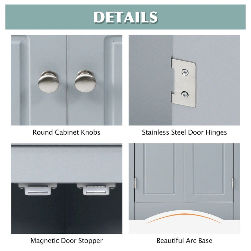 Grey Triangle Bathroom Storage Cabinet with Adjustable Shelves