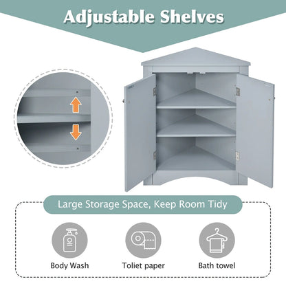 Grey Triangle Bathroom Storage Cabinet with Adjustable Shelves