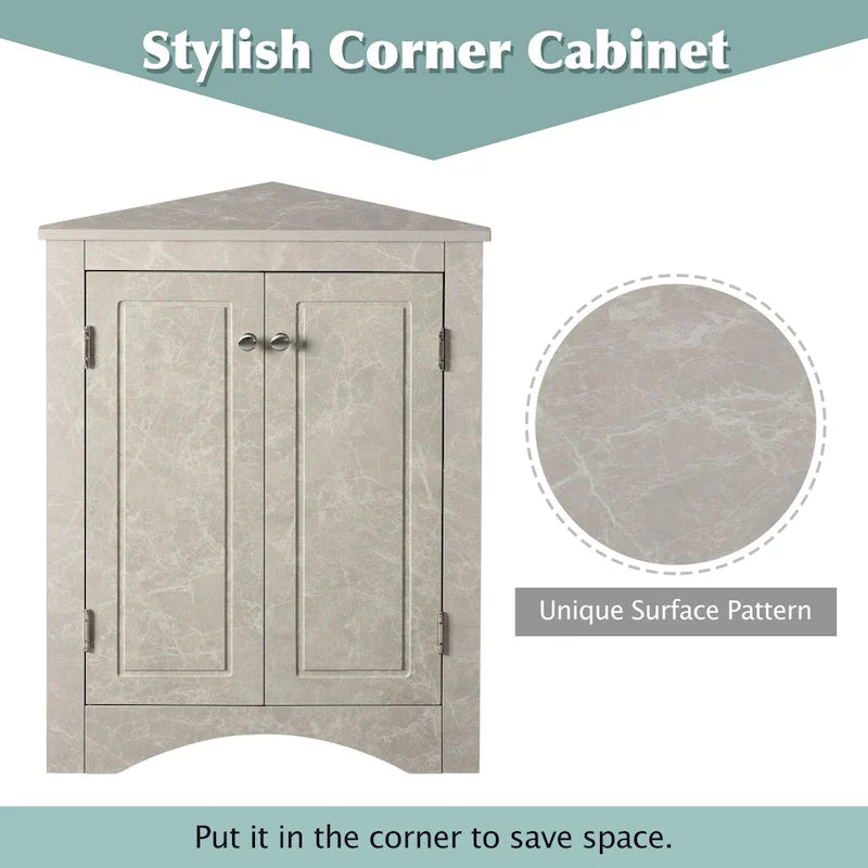 Grey Triangle Bathroom Storage Cabinet with Adjustable Shelves
