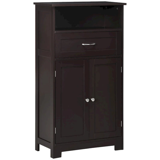 kleankin Modern Bathroom Storage Cabinet Free Standing Cupboard with Drawer and Adjustable Shelf - 11.75*23.5*42.75