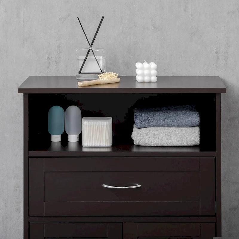 kleankin Modern Bathroom Storage Cabinet Free Standing Cupboard with Drawer and Adjustable Shelf - 11.75*23.5*42.75