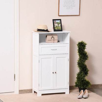 kleankin Modern Bathroom Storage Cabinet Free Standing Cupboard with Drawer and Adjustable Shelf - 11.75*23.5*42.75