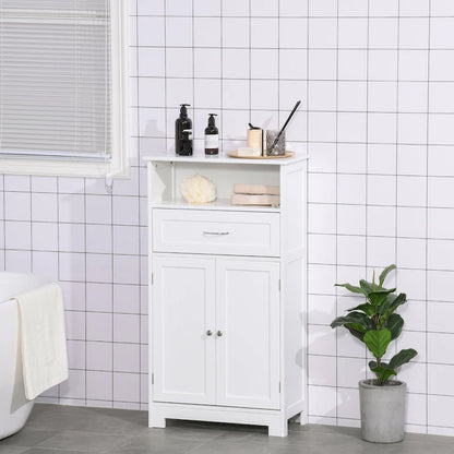 kleankin Modern Bathroom Storage Cabinet Free Standing Cupboard with Drawer and Adjustable Shelf - 11.75*23.5*42.75