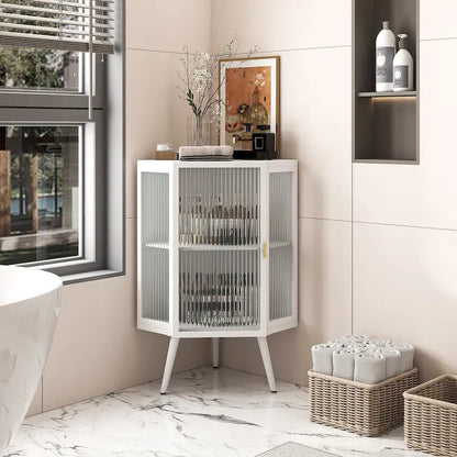 22.25 Floor Coner Cabinet with Tempered Glass Door