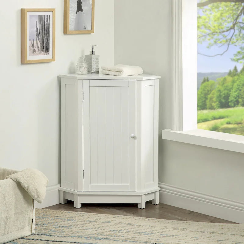 Bathroom MDF Cabinet Triangle Corner Storage Cabinet with Adjustable Shelf