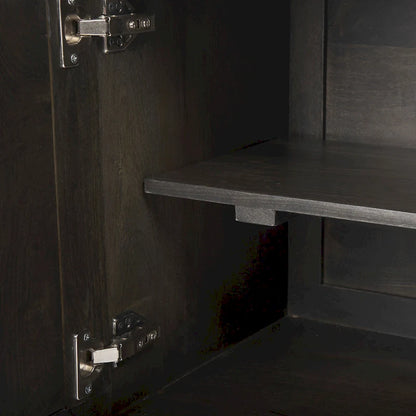 Darwin Brown Solid Wood Gold Metal Base 4 Cabinet Door Sideboard - 80.1L x 17.3W x 29.9H