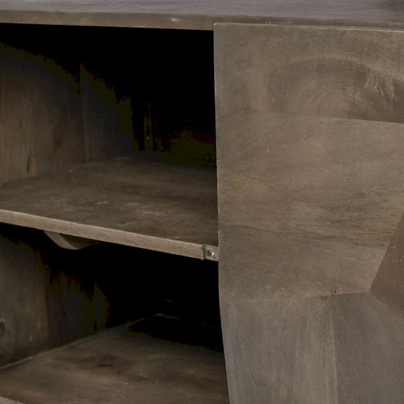 Darwin Brown Solid Wood Gold Metal Base 4 Cabinet Door Sideboard - 80.1L x 17.3W x 29.9H