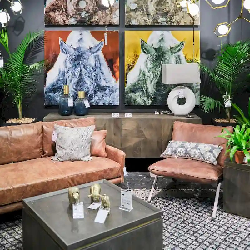 Darwin Brown Solid Wood Gold Metal Base 4 Cabinet Door Sideboard - 80.1L x 17.3W x 29.9H