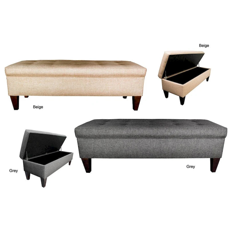 Brooke 10-button Tufted Upholstered Long Storage Bench Ottoman