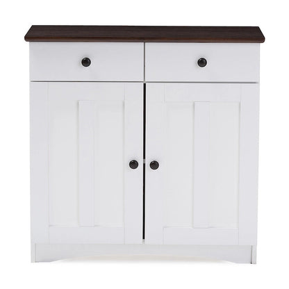 Traditional White Wood Kitchen Storage Cabinet by Baxton Studio