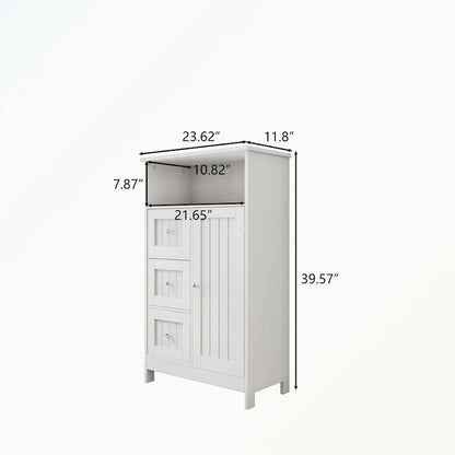 Bathroom standing storage cabinet with 3 drawers and 1 door