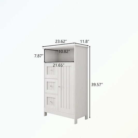 Bathroom standing storage cabinet with 3 drawers and 1 door
