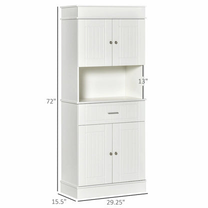 HOMCOM 72 Kitchen Buffet with Hutch, Freestanding Pantry Cupboard with Utility Drawer, 2 Door Cabinets and Countertop, Brown