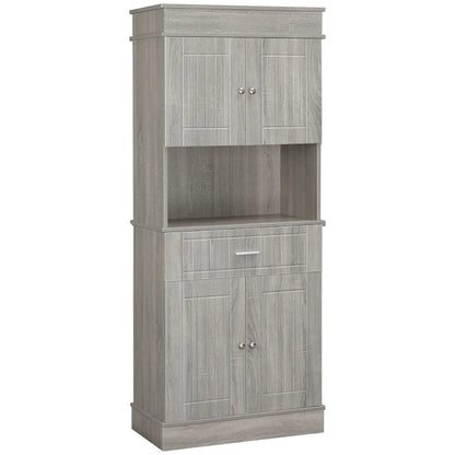 HOMCOM 72 Kitchen Buffet with Hutch, Freestanding Pantry Cupboard with Utility Drawer, 2 Door Cabinets and Countertop, Brown
