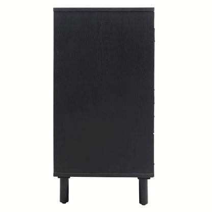 4 Door Rattan Storage Cabinet with Adjustable Shelves