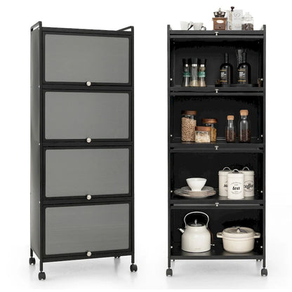 5-Tier Kitchen Baker's Rack with Flip-up PC Doors - 23.5 x 12.5 x 60.5 (L x W x H)