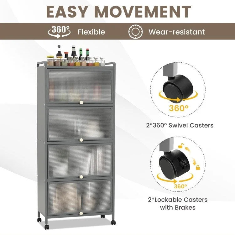 5-Tier Kitchen Baker's Rack with Flip-up PC Doors - 23.5 x 12.5 x 60.5 (L x W x H)