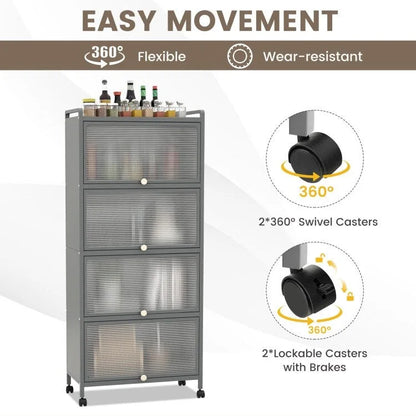 5-Tier Kitchen Baker's Rack with Flip-up PC Doors - 23.5 x 12.5 x 60.5 (L x W x H)