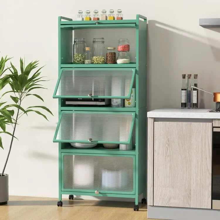 5-Tier Kitchen Baker's Rack with Flip-up PC Doors - 23.5 x 12.5 x 60.5 (L x W x H)