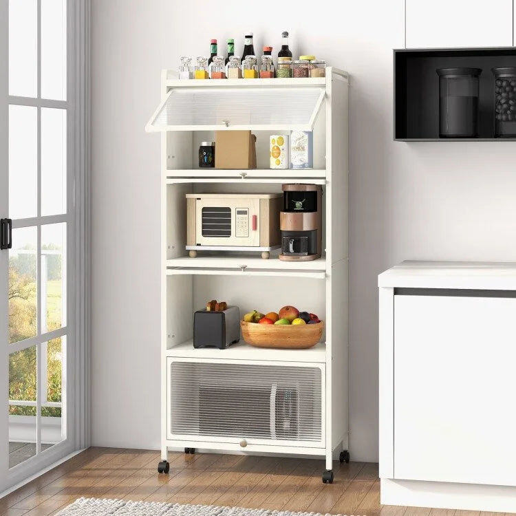 5-Tier Kitchen Baker's Rack with Flip-up PC Doors - 23.5 x 12.5 x 60.5 (L x W x H)