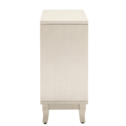 3 Door Mirrored Buffet Cabinet with Silver Handle - N/A