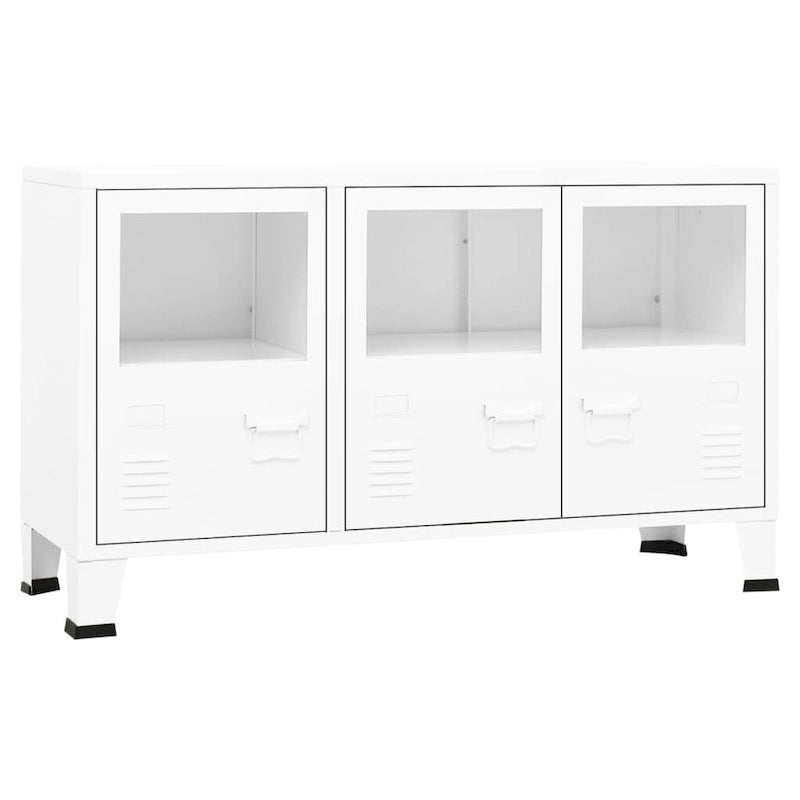 vidaXL Sideboard Industrial Storage Cabinet for Living Room Metal and Glass - 41.3 x 13.8 x 24.4