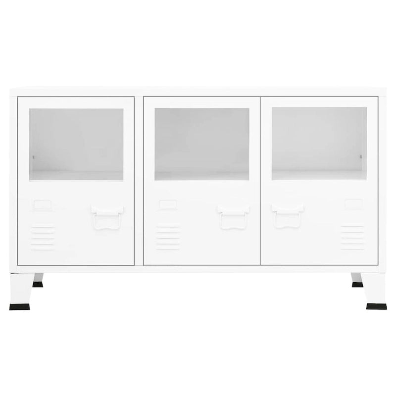 vidaXL Sideboard Industrial Storage Cabinet for Living Room Metal and Glass - 41.3 x 13.8 x 24.4