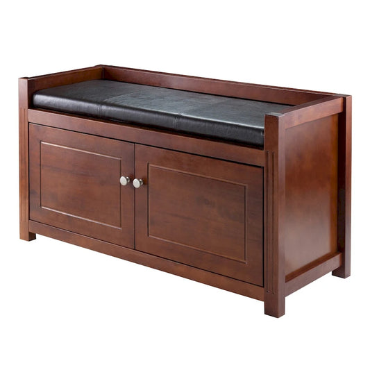 Charleston 2-Pc Storage Bench with Seat Cushion, Walnut and Espresso - 39.76 x 15.35 x 21.65 inches
