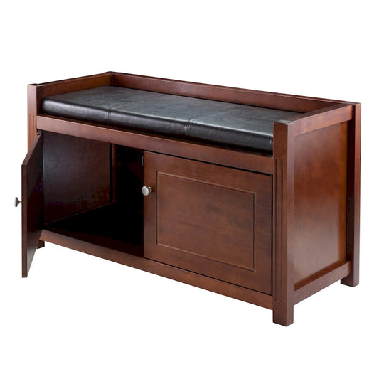 Charleston 2-Pc Storage Bench with Seat Cushion, Walnut and Espresso - 39.76 x 15.35 x 21.65 inches
