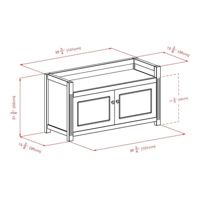 Charleston 2-Pc Storage Bench with Seat Cushion, Walnut and Espresso - 39.76 x 15.35 x 21.65 inches