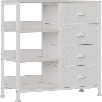 Black Dresser with 4 Drawers and Side Shelf - 11.4D x 28.3W x 31.8H