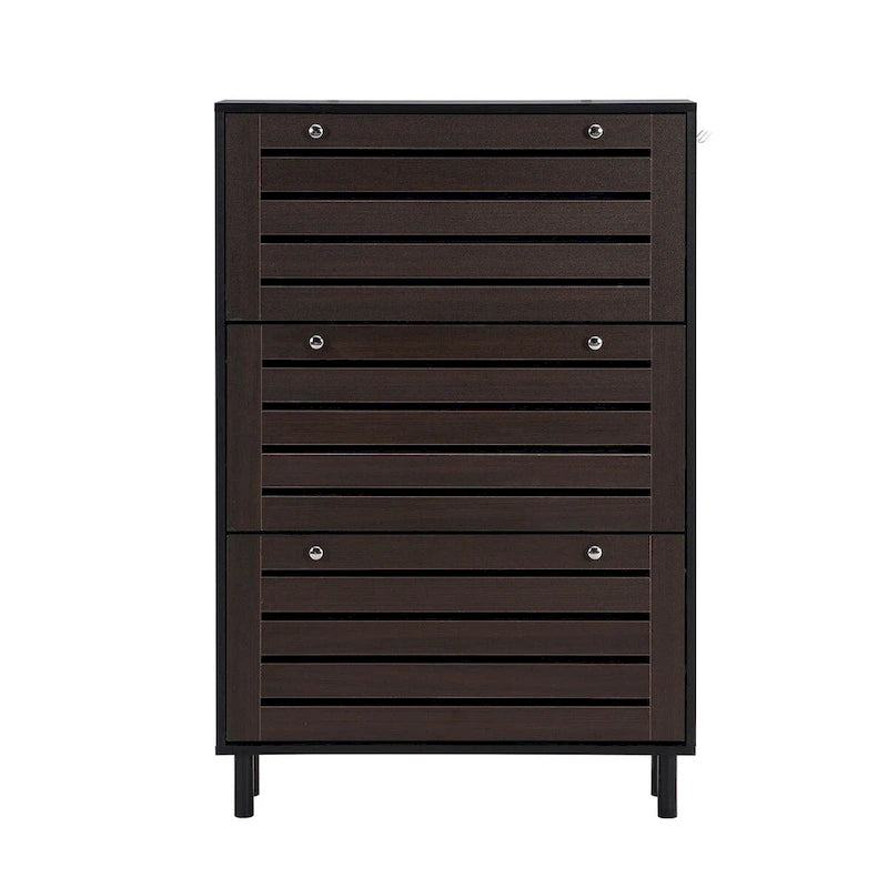 Merax Minimalist Slim Shoe Cabinet with Hanging Hooks, 3 Flip Drawers